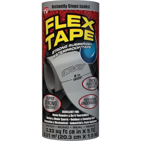 Flex Tape 8 In. x 5 Ft. Repair Tape, Gray TFSGRYR0805